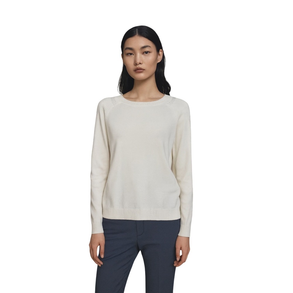 Mastina Y2K‎ Knit Sweater Women's Crew Neck Long Sleeve Ivory Fine Wool